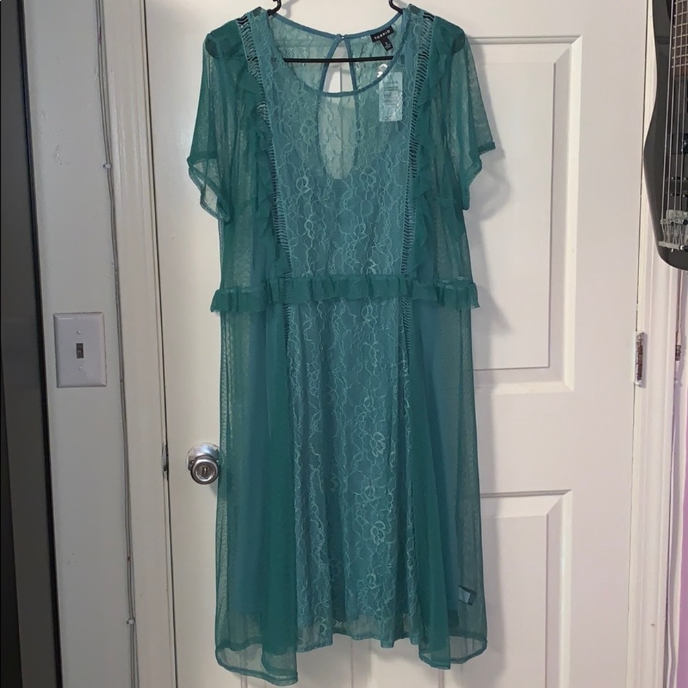 Torrid Teal Mesh Skater Dress